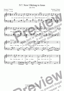 page one of Now I Belong to Jesus - Easy Piano 517