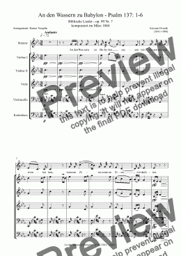 page one of An den Wassern zu Babylon from Dvorak (Biblical Songs) for low voice and String Orchestra