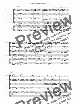 page one of Autumn "Four Seasons" for Saxophone Quartet