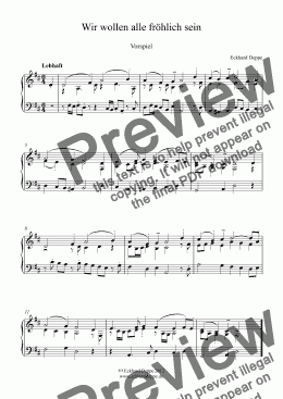 page one of  ’Wir wollen alle fröhlich sein’ Choral Vorspiel ( Band III)