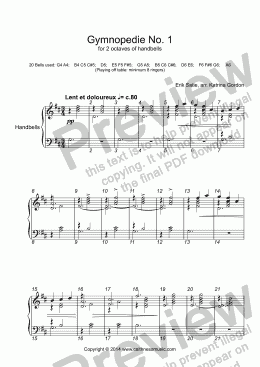 page one of Gymnopedie No. 1 for 2 octaves of handbells