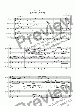 page one of Pachelbel: Canon in D (Clarinet Quintet)