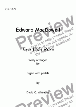 page one of To a wild Rose (MacDowell) for organ solo