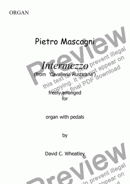 page one of Mascagni - Intermezzo (from ’Cavalleria Rusticana’) for organ solo