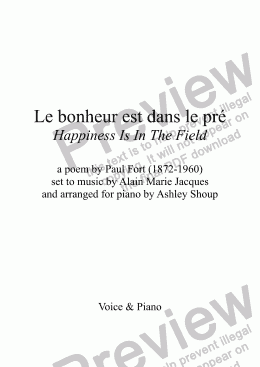 page one of Le Bonheur Est Dans Le Pré (Alain Jacques / Paul Fort) bilingual