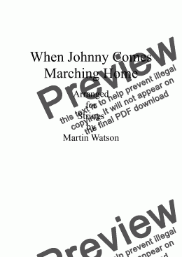 page one of When Johnny Comes Marching Home for Strings