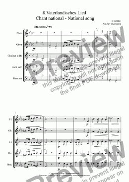 page one of Lyric Pieces Op.12: 8.Vaterlandisches Lied (Chant national - National song)