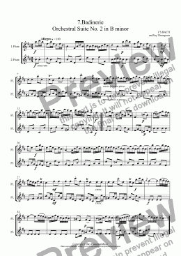 page one of Bach:Orchestral Suite No.2 in B minor BWV1067: 7.Badinerie (Flute Duet)