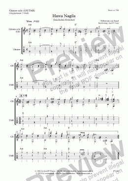 page one of Hava Nagila (GS plus TAB)