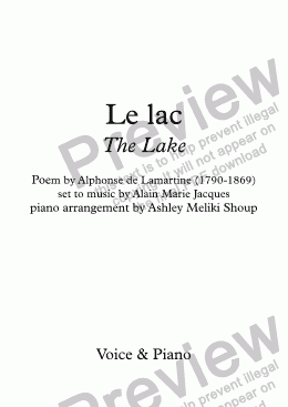 page one of Le Lac (Alain Jacques / Lamartine)