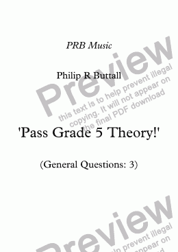 page one of Worksheet: ’Pass Grade 5 Theory!’ - General Questions 03