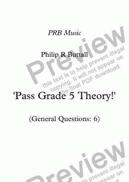page one of Worksheet: ’Pass Grade 5 Theory!’ - General Questions 06