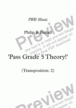 page one of Worksheet: ’Pass Grade 5 Theory!’ - Transposition 2