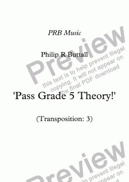 page one of Worksheet: ’Pass Grade 5 Theory!’ - Transposition 3
