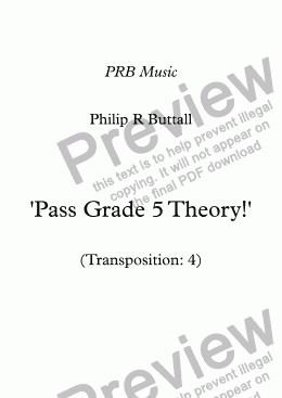 page one of Worksheet: ’Pass Grade 5 Theory!’ - Transposition 4