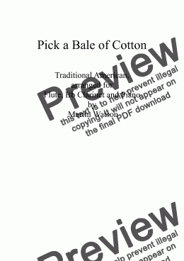 page one of Pick a Bale of Cotton for Flute, Bb Clarinet and Piano.