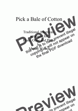 page one of Pick a Bale of Cotton for Flute, Oboe and Piano