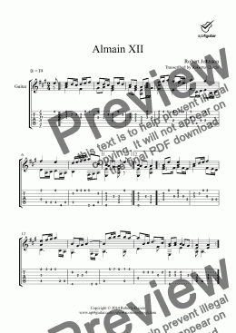 page one of Almain XII for solo guitar