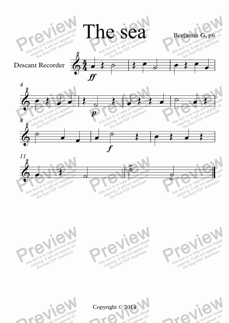 The sea - Download Sheet Music PDF file