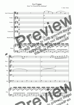 page one of Saint-Saens Le Cygne for Cello and String Orchestra