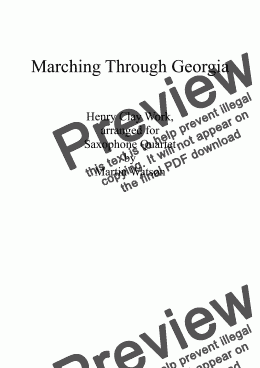 page one of Marching Through Georgia for Saxophone Quartet