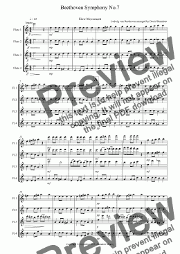 page one of Beethoven Symphony No.7 (slow movement) for Flute Quartet