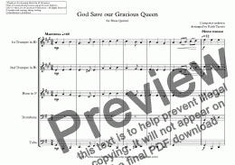 page one of Bahamian Royal Anthem (God Save our Gracious Queen) for Brass Quintet