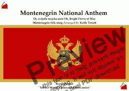 page one of Montenegrin National Anthem (Oj, svijetla majska zoro) for Brass Quintet (MFAO World National Anthem Series)