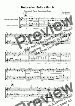 page one of Nutcracker Suite - March: Soprano & Tenor Saxophone Duet