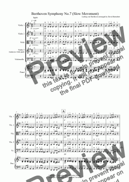 page one of Beethoven Symphony No.7 (slow movement) for String Quartet