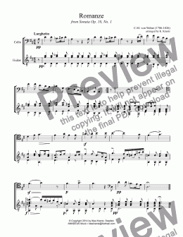 page one of Romanze for violoncello and guitar