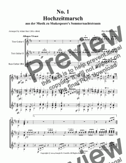 page one of No. 1 Hochzeitmarsch aus der Musik zu Shakespeare’s Sommernachtstraum