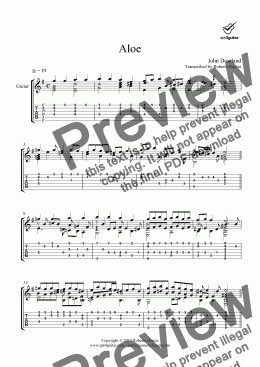 page one of Aloe for solo guitar