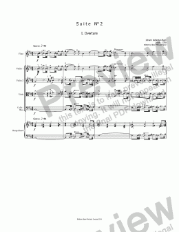 page one of Bach Suite  N° 2  in b minor for flute & strings