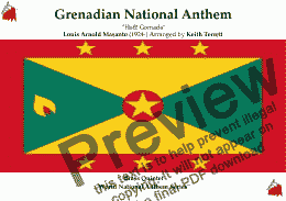 page one of Grenadian National Anthem (Hail! Grenada) for Brass Quintet (MFAO World National Anthem Series)