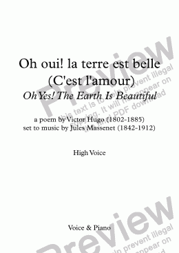 page one of Oh oui! la terre est belle (C’est l’amour)(Massenet / Victor Hugo)