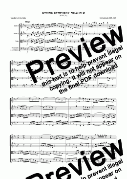 page one of Mendelssohn - String Symphony No.2 in D