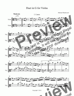 page one of Duet in G for Violas