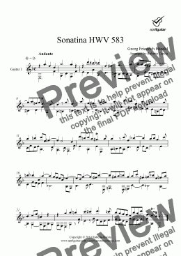 page one of Sonatina HWV 583 for solo guitar