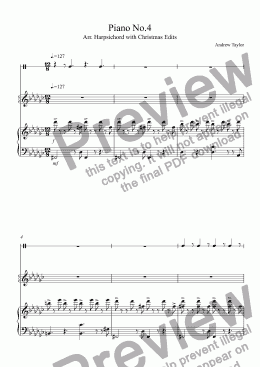 page one of Piano No.4 arr. Harpsichord w. Christmas Edits