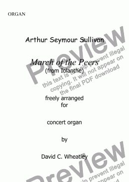 page one of Sullivan - March of the Peers (Iolanthe) for organ solo