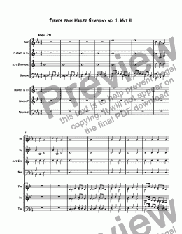 page one of Themes from Mahler Symphony no. 1, Mvt III