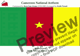 page one of Cameroon National Anthem (O Cameroon, Cradle of our Forefathers) for Brass Quintet (World National Anthem Series)