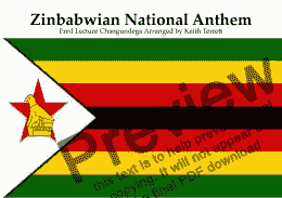 page one of Zimbabwean National Anthem ''Kalibusiswe Ilizwe le Zimbabwe'' for Brass Quintet ''World National Anthem Series''