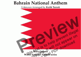 page one of Bahraini National Anthem (Our Bahrain - Bahrainona) for Brass  Quintet (World National Anthem Series)