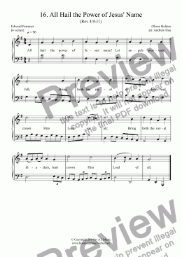 page one of All Hail the Power of Jesus' Name - Easy Piano 16