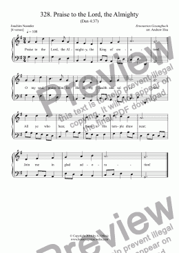 page one of Praise to the Lord, the Almighty - Easy Piano 328
