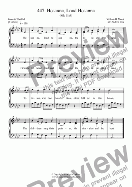 page one of Hosanna, Loud Hosanna - Easy Piano 447