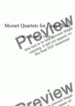 page one of MOZART: Quartets from Early Piano Sketches for Flute Choir (2fl,afl,bfl)