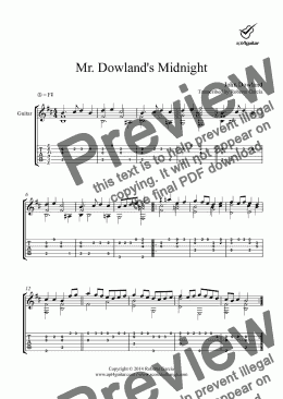 page one of Mr. Dowland’s Midnight for solo guitar